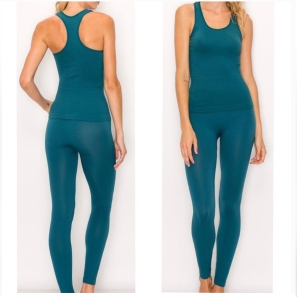 Kimberly C Racerback Tank and Leggings in Dark Green Set